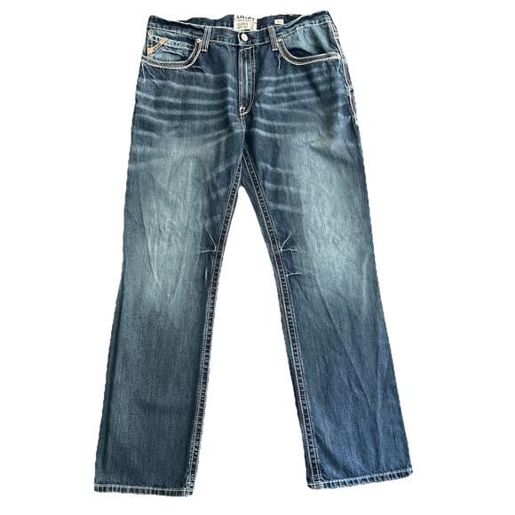 Ariat M4 Low Rise Relaxed Boot Cut Jeans Size 38X34 Blue Coltrane Durango - Picture 1 of 8